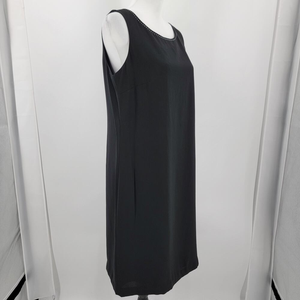 Mary McFadden Dress Womens 12 Black Sheath Lined White Stitch Neckline - Picture 3 of 14
